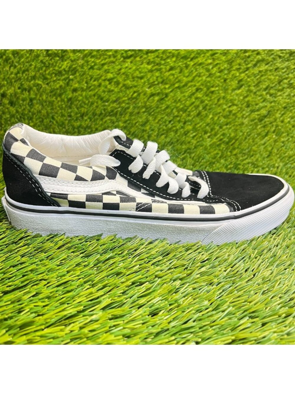 Vans Old Skool Checkerboard Womens Size 6.5 Black White Athletic Shoes Sneakers